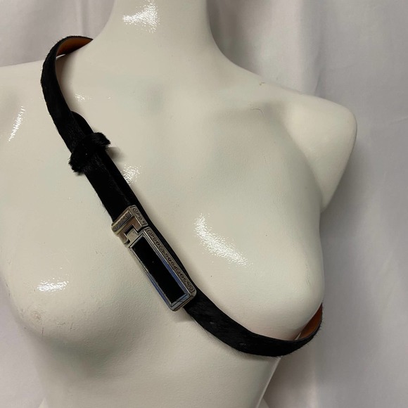 Brighton Belt Hair on Leather Skinny 04508 ML 32 - Picture 1 of 5